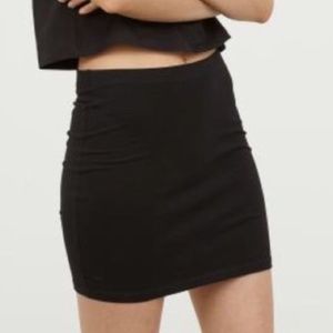 H&M Black Cotton Mini Skirt